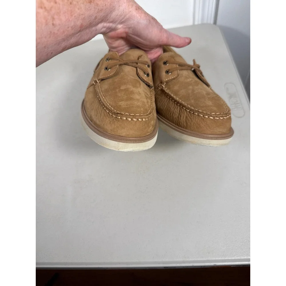 Sperry Top-Sider Mens Tan Leather Boat Shoes Moc Toe Loafers Cork Footbed. 10.5